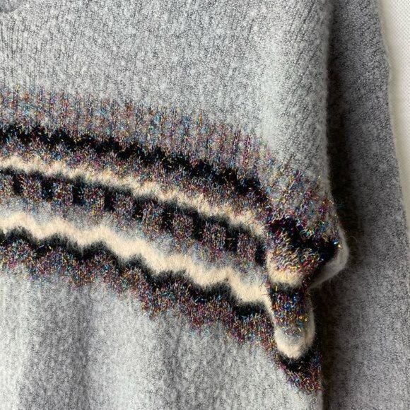 Anthropologie Oliver Sweater gray and pink zig zag Medium M - Picture 2 of 9